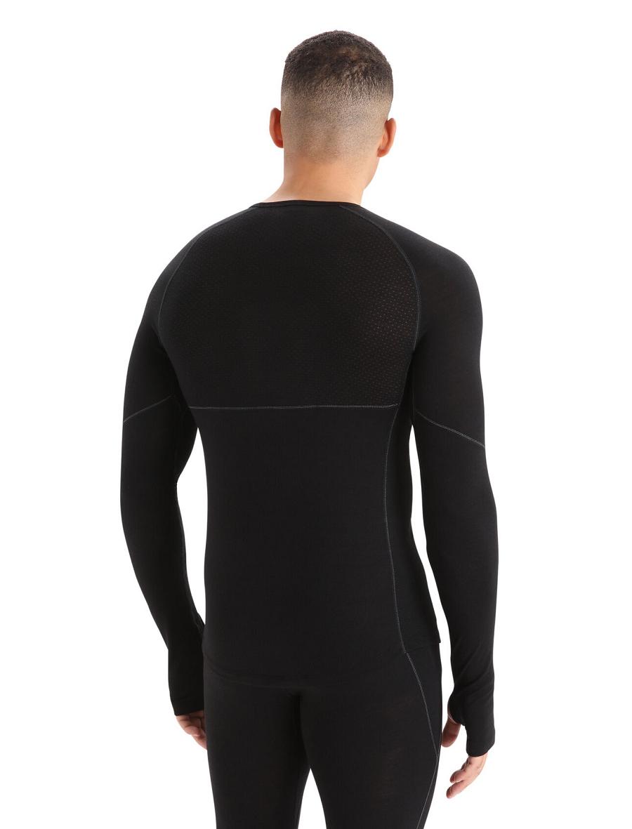 Icebreaker BodyfitZone™ Merino 150 Zone Long Sleeve Crewe Thermal Top Férfi Base Layers Fekete | HU 1363TCEV